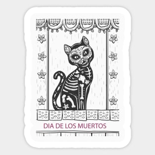 Dia De Los Muertos Cat Sticker